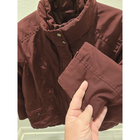 Talbots XLP Red/Burgundy 80% Down Jacket Parka Zip Snap Closure Y2K Cargo - Picture 3 of 13